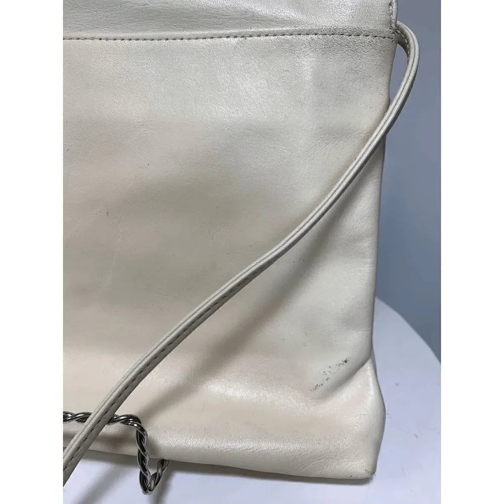 Vintage Albi Cream Leather Shoulder Purse